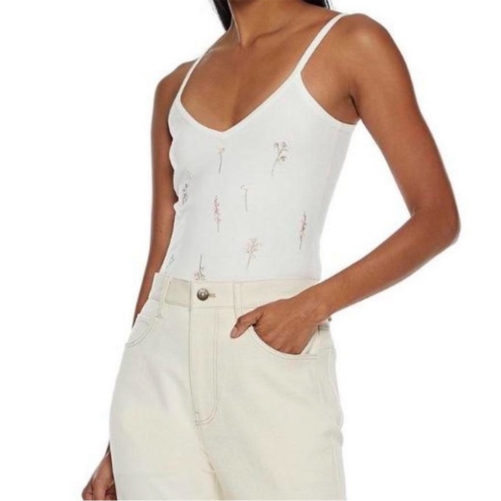 TVF Diane von Furstenberg Lavender Floral Embroidered Cami Bodysuit XS